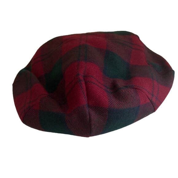 Vintage Red & Green Plaid 100% Wool Old Course St. Andrews Golf Hat/Flat Cap XL - Picture 3 of 6